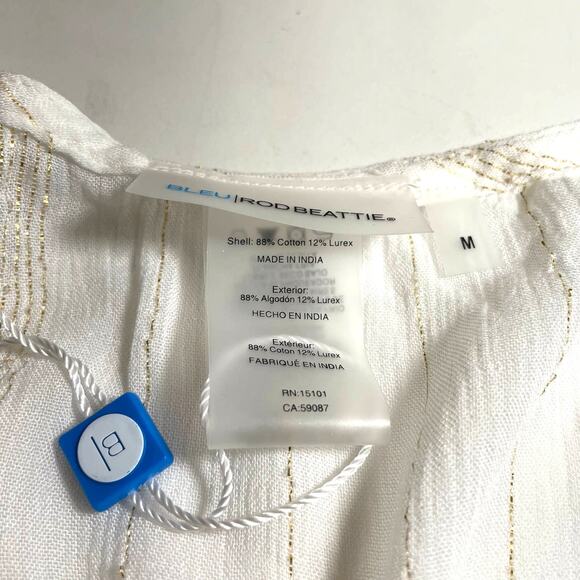 BLEU ROD BEATTIE Swim Coverup White Size Medium New with Flaw Beach Resort Pool - Picture 10 of 13